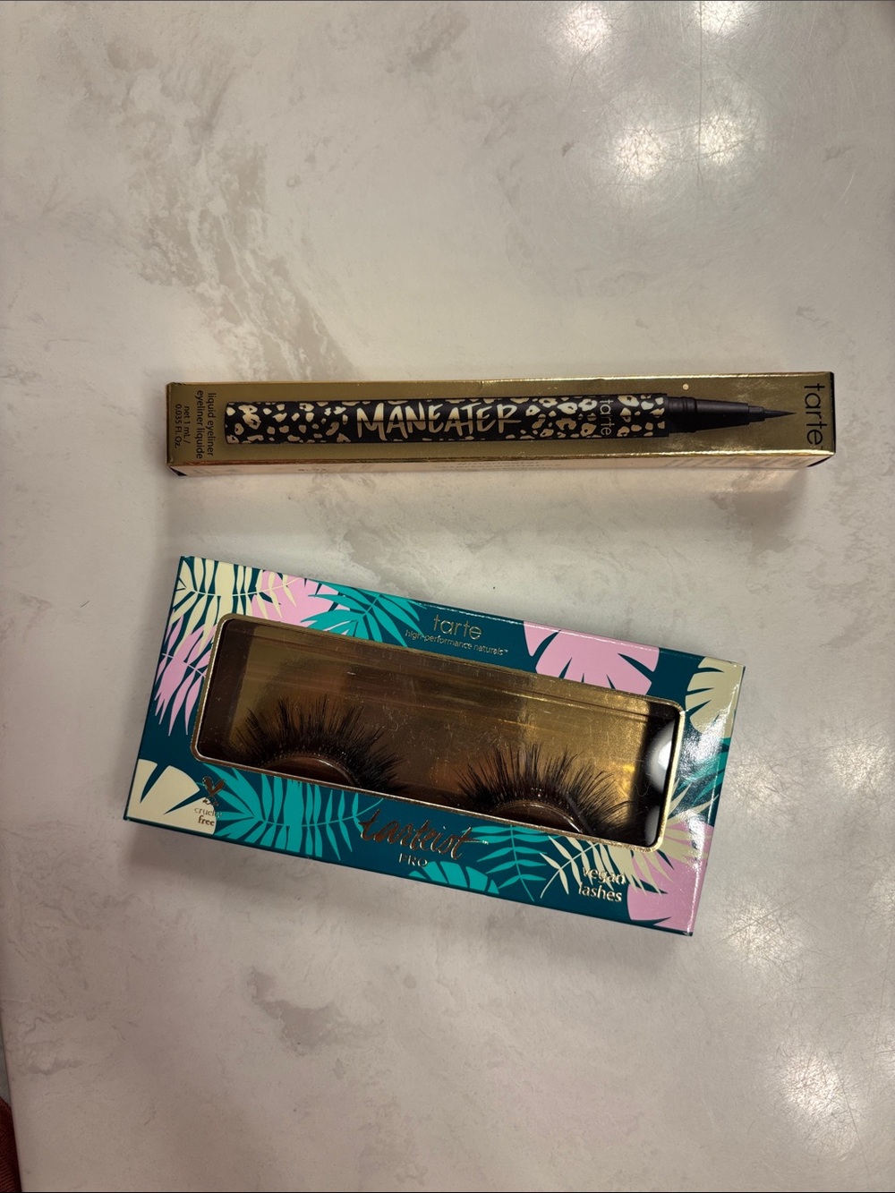 tarte Maneater Liquid Eyeliner & Luxe False Lashes — Black and Teal Packaging